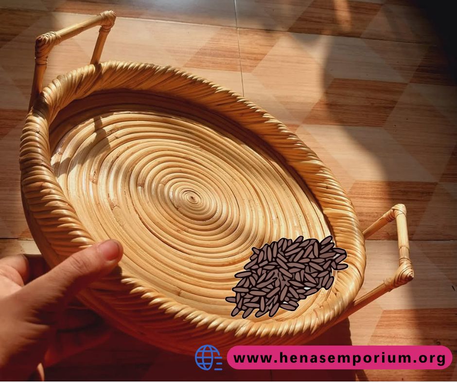 Financial Basics (4) Handmade Cane Tray-12" - Image 1