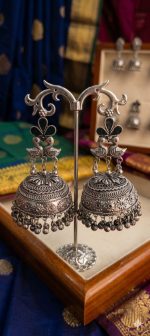 Oxidized Peacock Jhumkas - Image 2